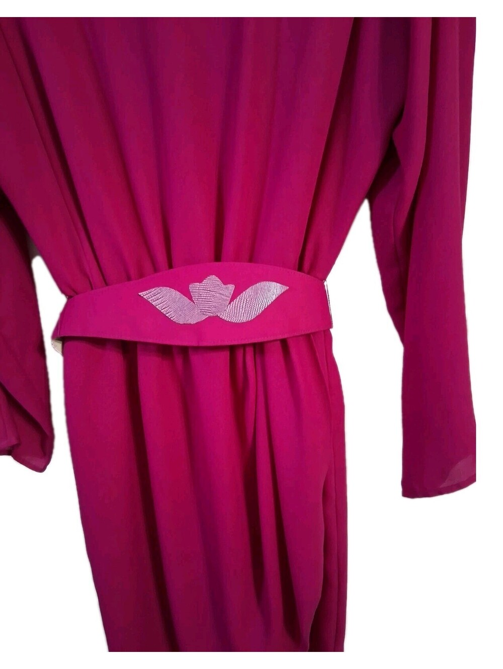 Vintage Hot Pink 80's Dress Belted Size S UGC